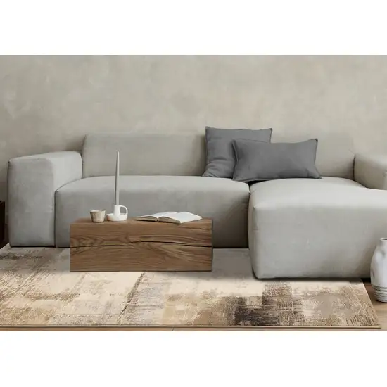 Beige And Brown Abstract Area Rug Photo 7