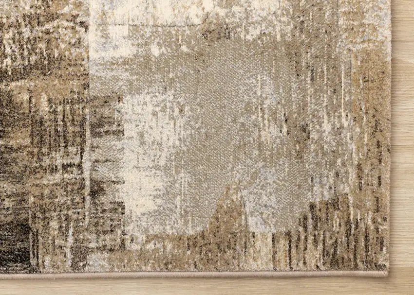 Beige And Brown Abstract Area Rug Photo 9
