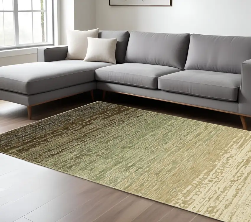 Beige And Brown Abstract Area Rug Photo 1