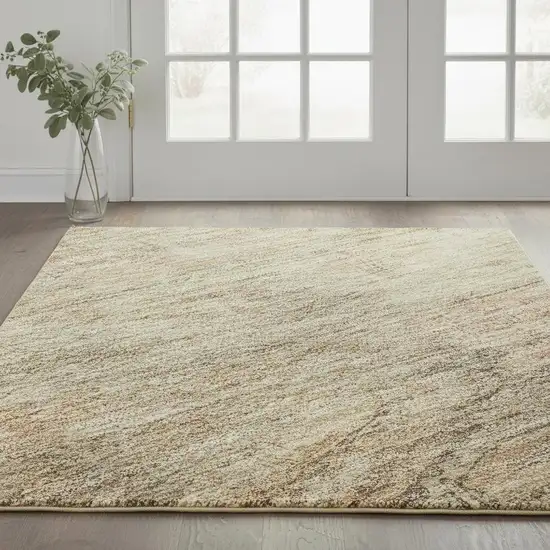 Beige And Brown Abstract Geometric Washable Area Rug With UV Protection Photo 2