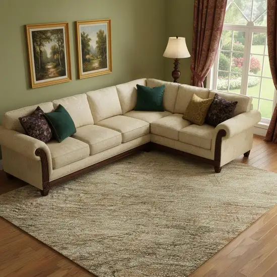 Beige And Brown Abstract Geometric Washable Area Rug With UV Protection Photo 2