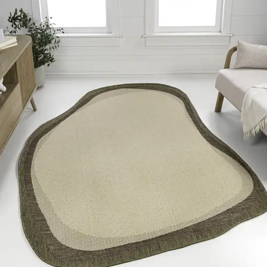 Beige And Brown Abstract Indoor Outdoor Area Rug Photo 5