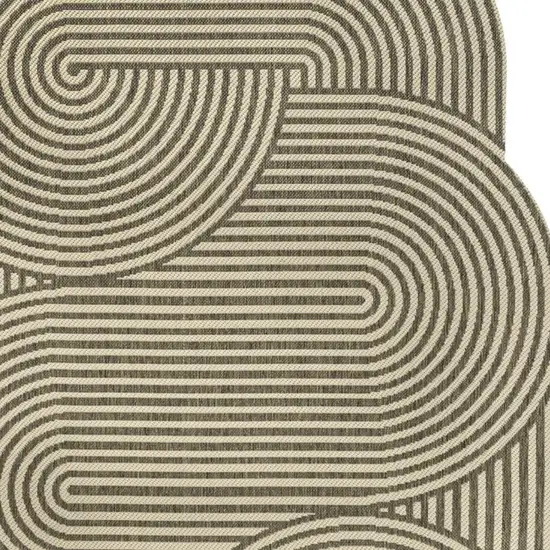 Beige And Brown Abstract Indoor Outdoor Area Rug Photo 2
