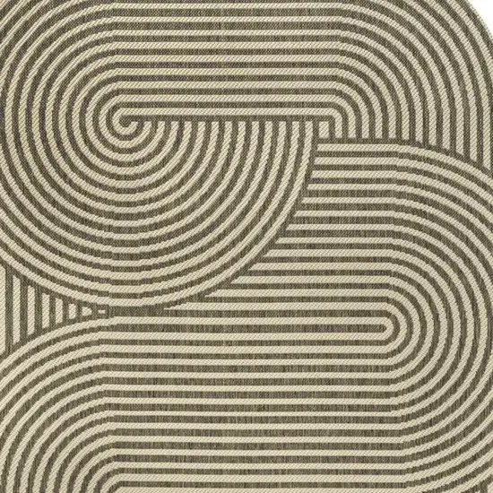 Beige And Brown Abstract Indoor Outdoor Area Rug Photo 2