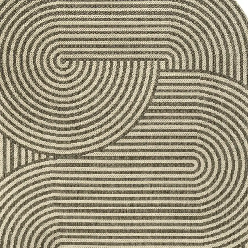 Beige And Brown Abstract Indoor Outdoor Area Rug Photo 2