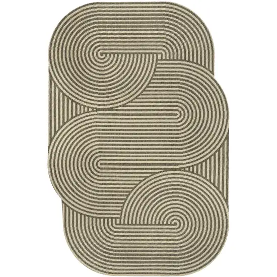 Beige And Brown Abstract Indoor Outdoor Area Rug Photo 1