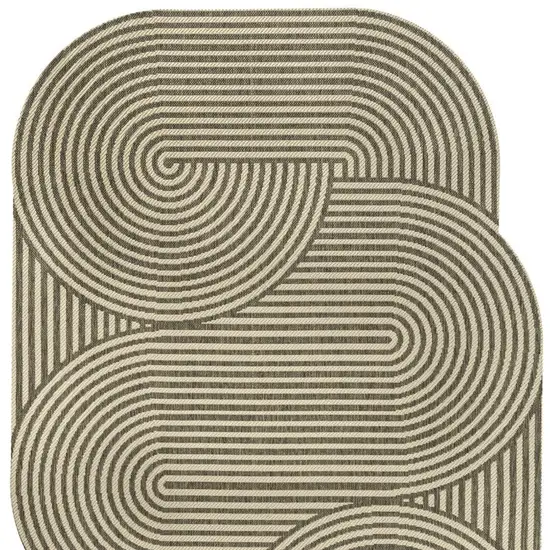 Beige And Brown Abstract Indoor Outdoor Area Rug Photo 3