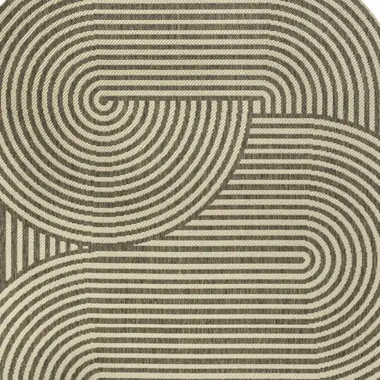 Beige And Brown Abstract Indoor Outdoor Area Rug Photo 2