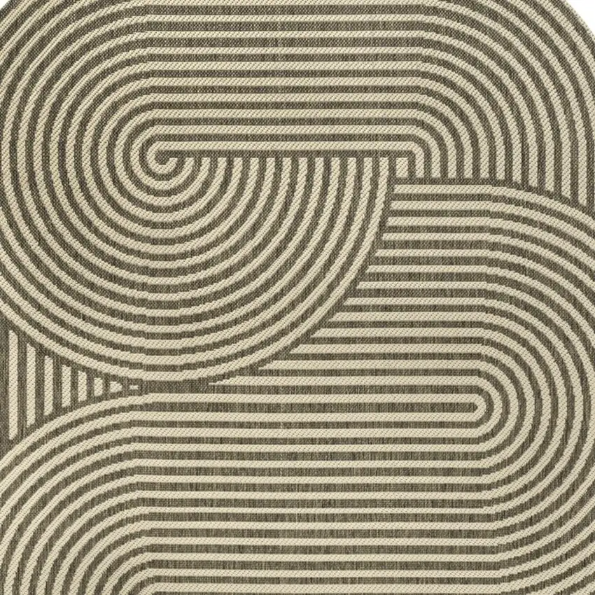 Beige And Brown Abstract Indoor Outdoor Area Rug Photo 2