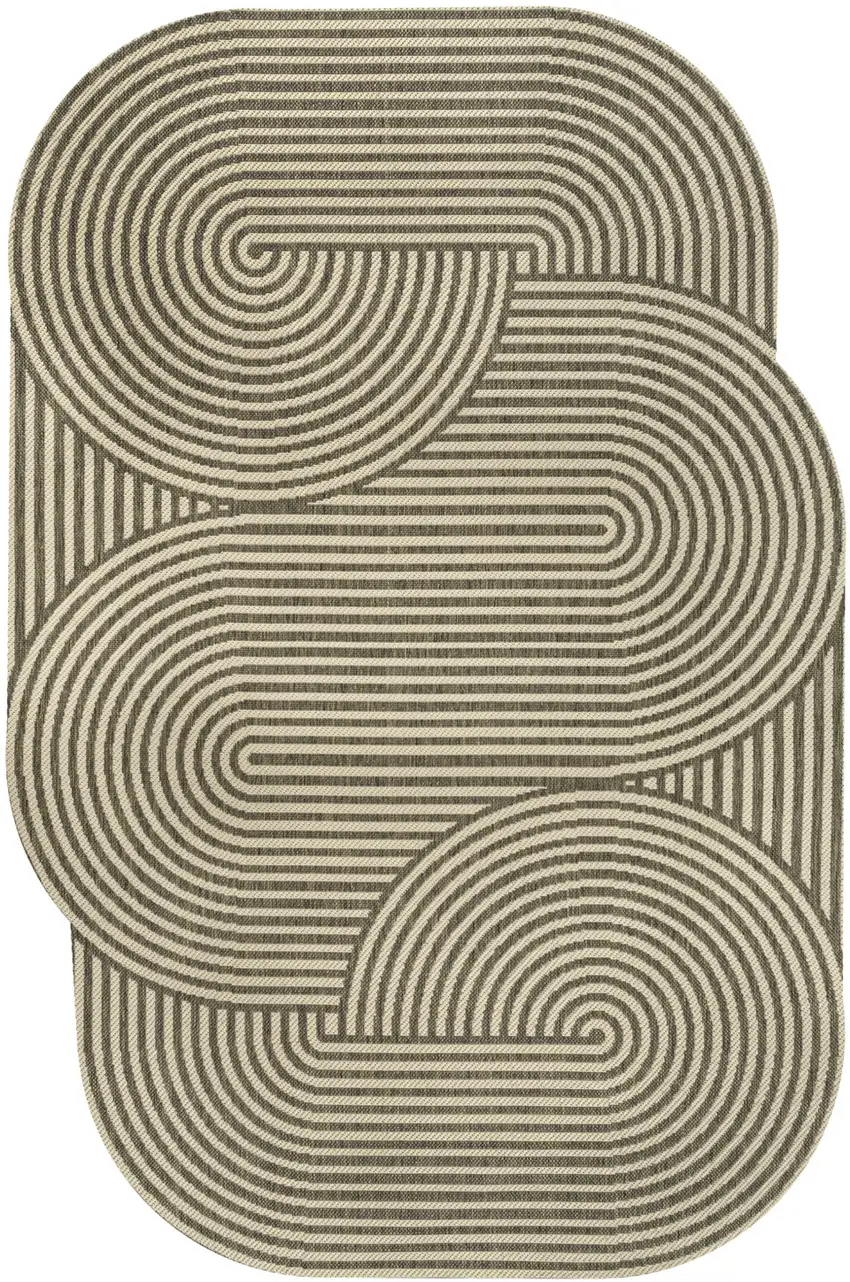 Beige And Brown Abstract Indoor Outdoor Area Rug Photo 1