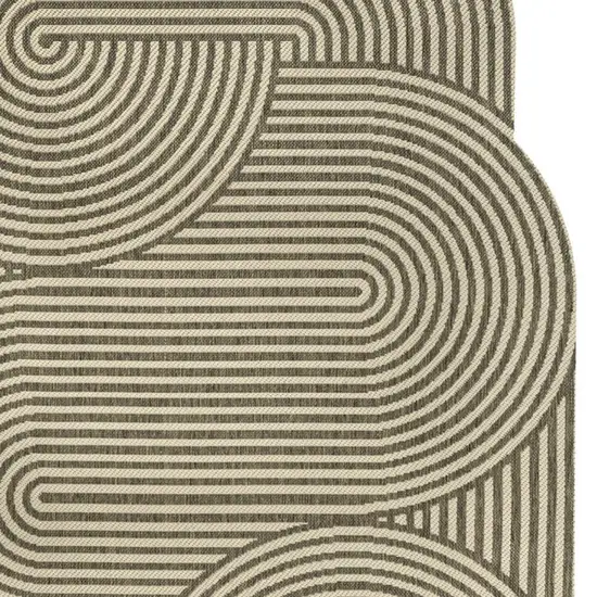 Beige And Brown Abstract Indoor Outdoor Area Rug Photo 2