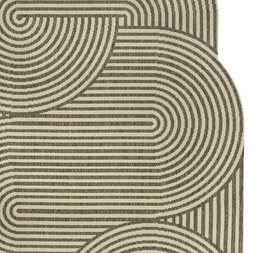 Beige And Brown Abstract Indoor Outdoor Area Rug Photo 2