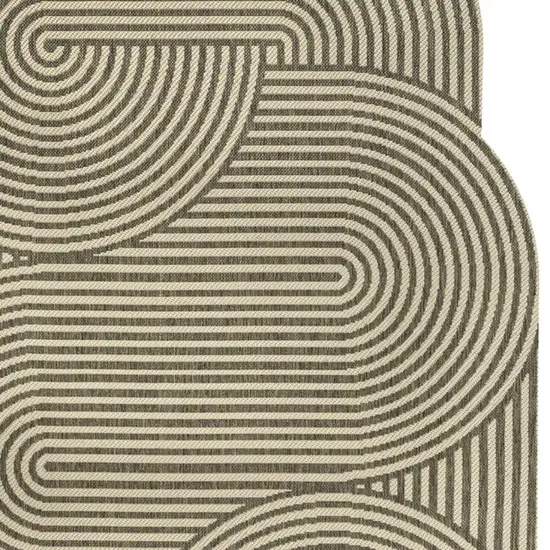 Beige And Brown Abstract Indoor Outdoor Area Rug Photo 2