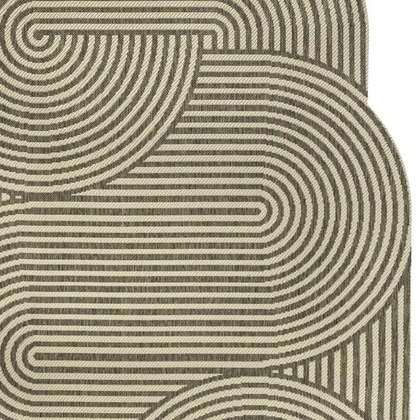 Beige And Brown Abstract Indoor Outdoor Area Rug Photo 2