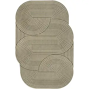 Photo of Beige And Brown Abstract Indoor Outdoor Area Rug