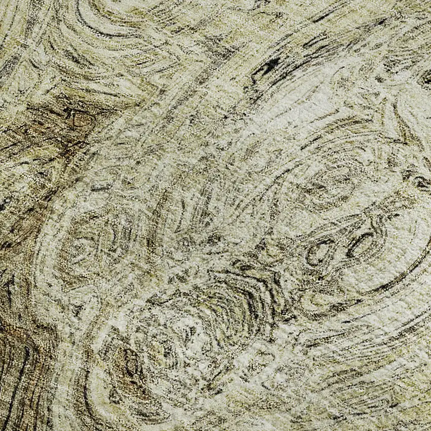 Beige And Brown Abstract Washable Area Rug With UV Protection Photo 2