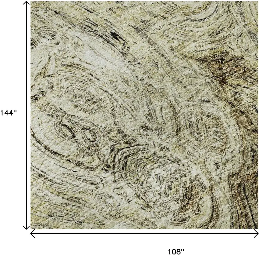 Beige And Brown Abstract Washable Area Rug With UV Protection Photo 9