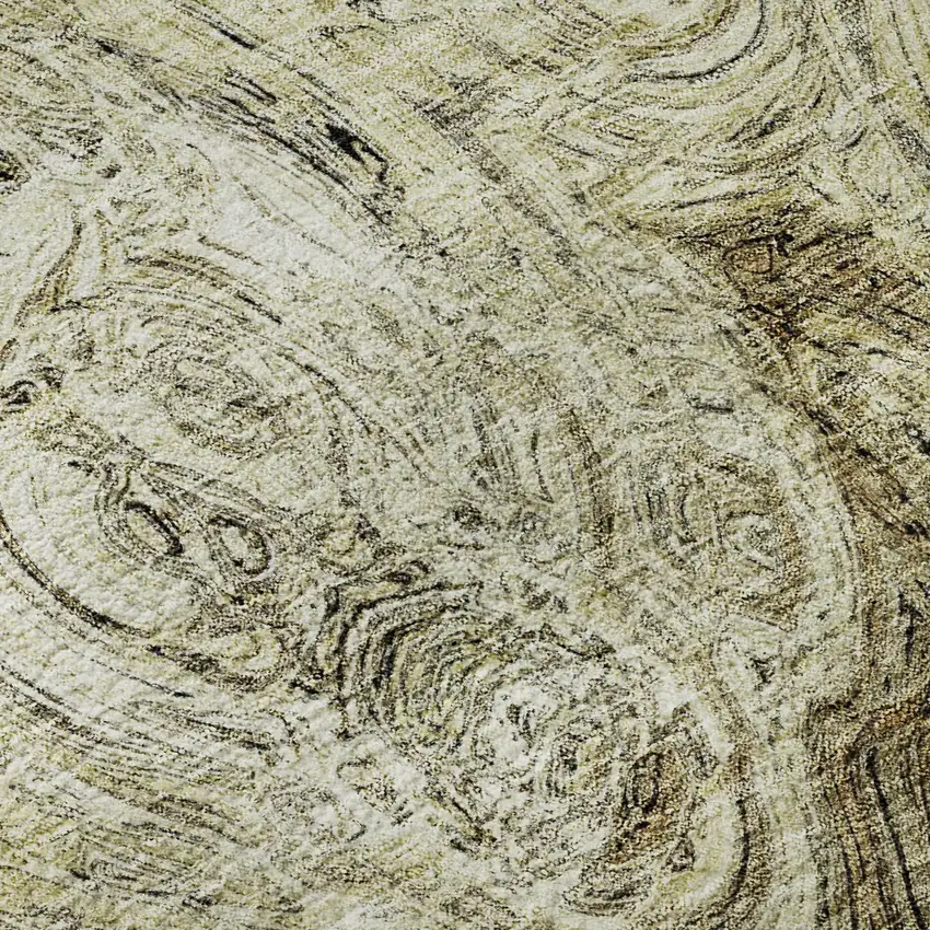 Beige And Brown Abstract Washable Area Rug With UV Protection Photo 1