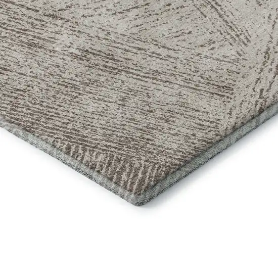 Beige And Brown Abstract Washable Area Rug With UV Protection Photo 7