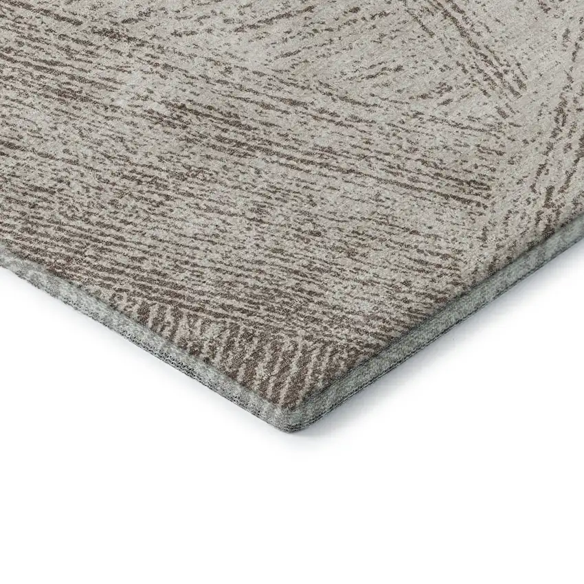 Beige And Brown Abstract Washable Area Rug With UV Protection Photo 7