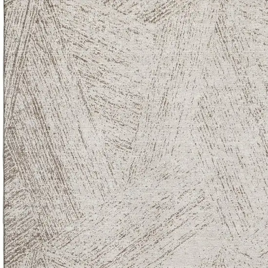 Beige And Brown Abstract Washable Area Rug With UV Protection Photo 3