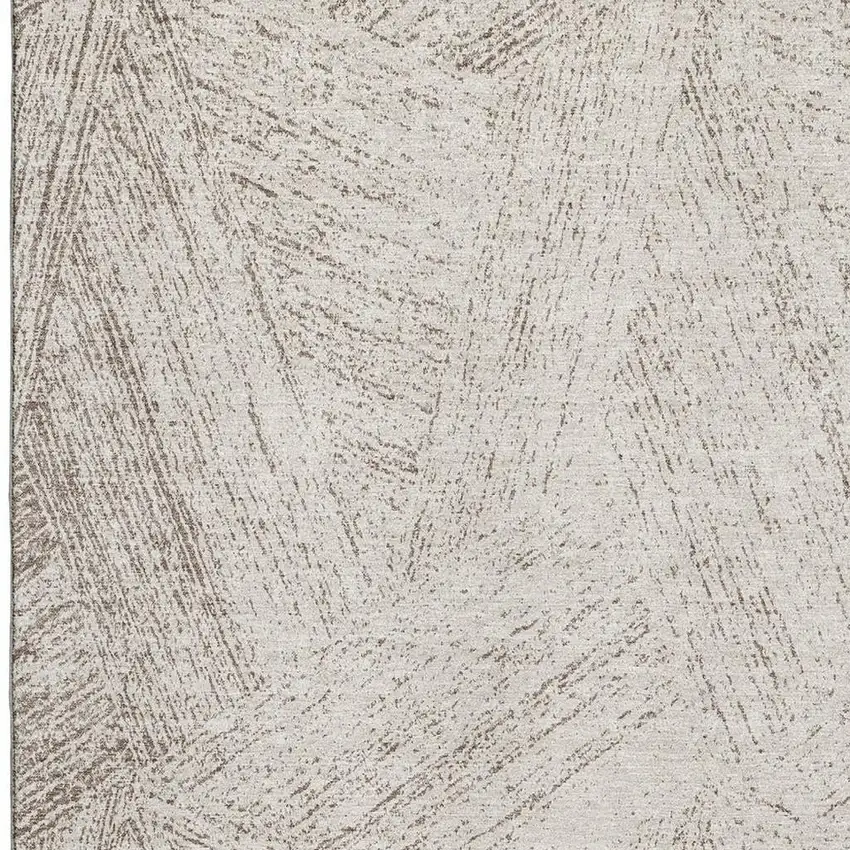 Beige And Brown Abstract Washable Area Rug With UV Protection Photo 3