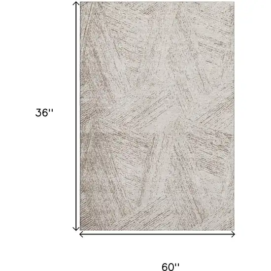 Beige And Brown Abstract Washable Area Rug With UV Protection Photo 9
