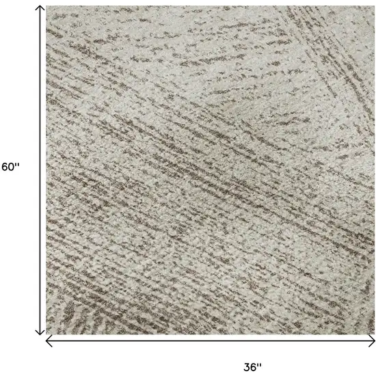 Beige And Brown Abstract Washable Area Rug With UV Protection Photo 9