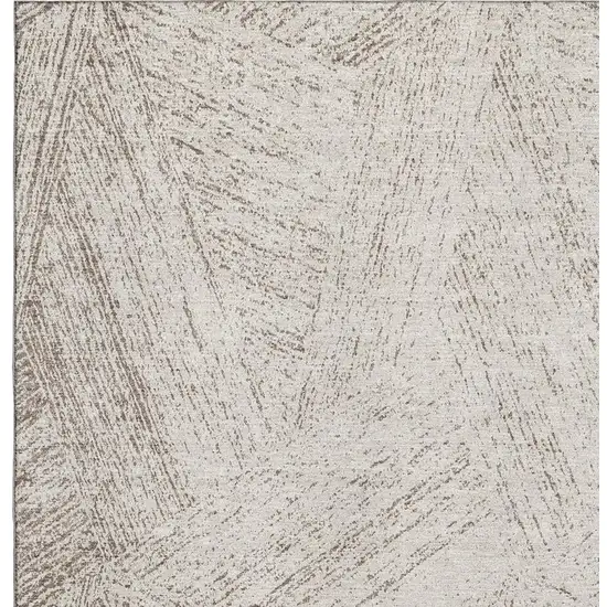 Beige And Brown Abstract Washable Area Rug With UV Protection Photo 3