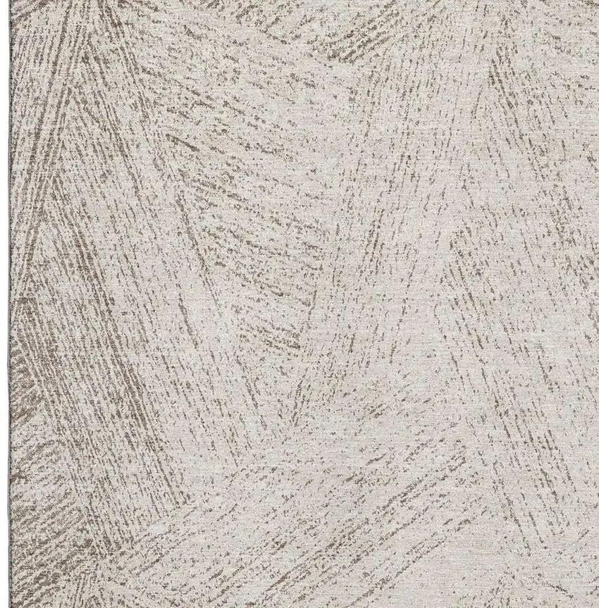 Beige And Brown Abstract Washable Area Rug With UV Protection Photo 4