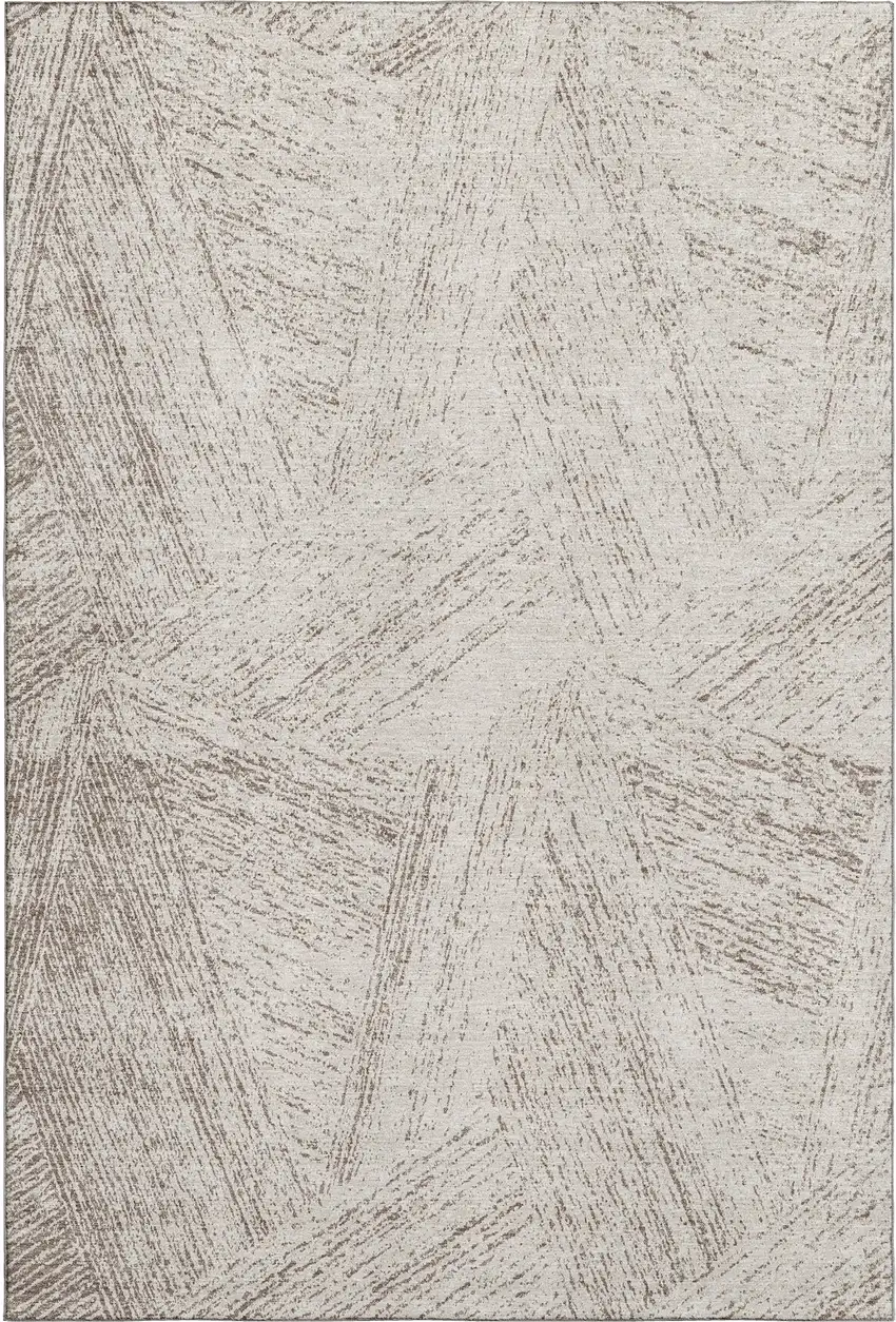 Beige And Brown Abstract Washable Area Rug With UV Protection Photo 6