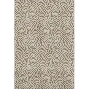Photo of Beige And Brown Abstract Washable Area Rug With UV Protection