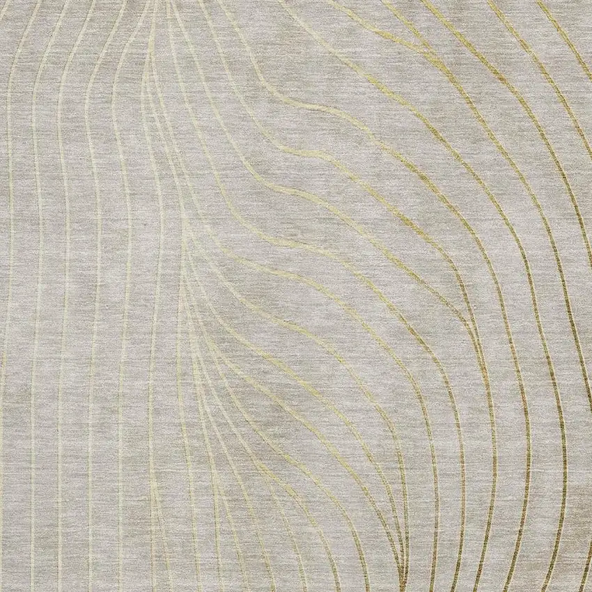 Beige And Brown Abstract Washable Area Rug With UV Protection Photo 3