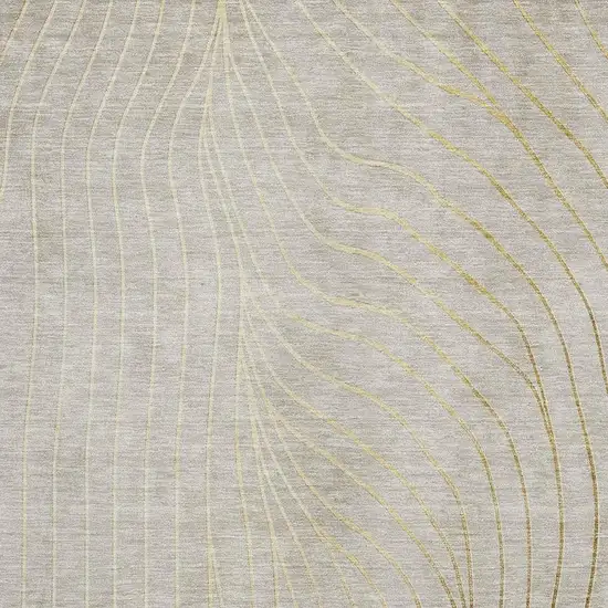 Beige And Brown Abstract Washable Area Rug With UV Protection Photo 3