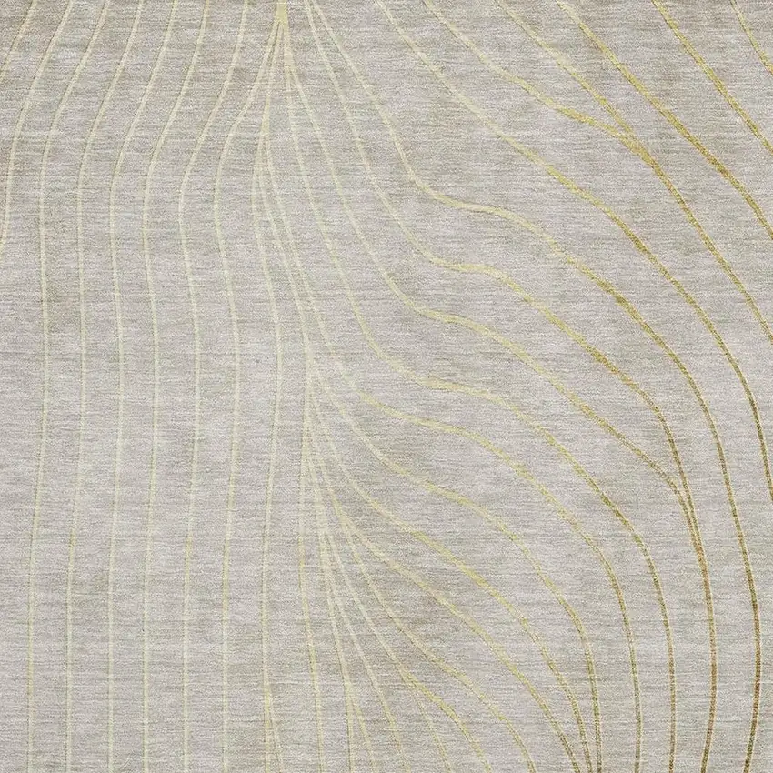 Beige And Brown Abstract Washable Area Rug With UV Protection Photo 3