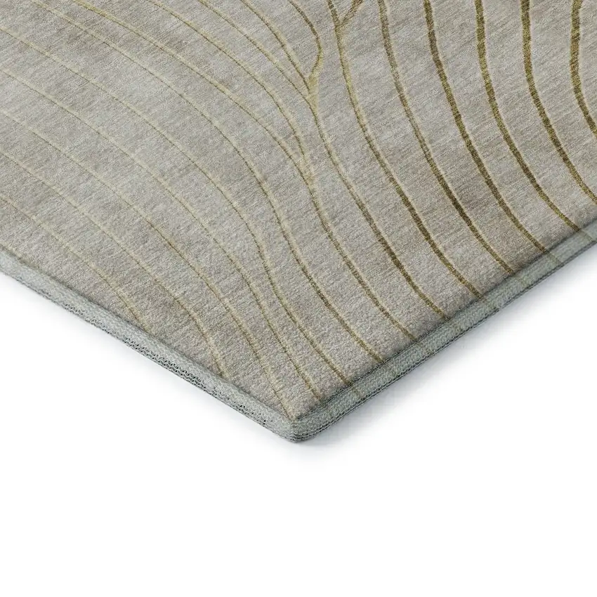 Beige And Brown Abstract Washable Area Rug With UV Protection Photo 7