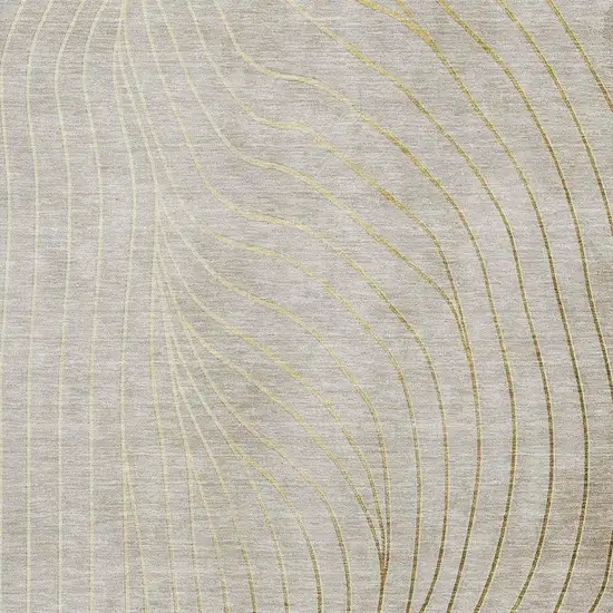 Beige And Brown Abstract Washable Area Rug With UV Protection Photo 3