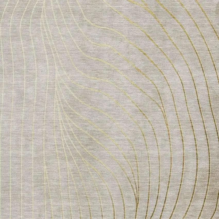 Beige And Brown Abstract Washable Area Rug With UV Protection Photo 3