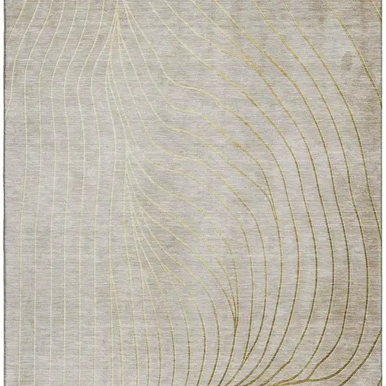 Beige And Brown Abstract Washable Area Rug With UV Protection Photo 4
