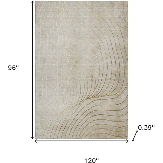 Beige And Brown Abstract Washable Area Rug With UV Protection Photo 9