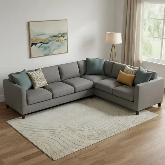 Beige And Brown Abstract Washable Area Rug With UV Protection Photo 2