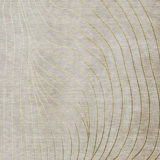 Beige And Brown Abstract Washable Area Rug With UV Protection Photo 3