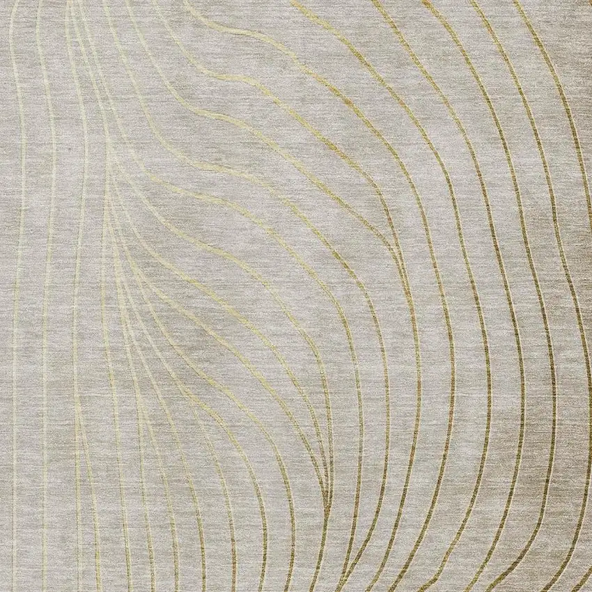 Beige And Brown Abstract Washable Area Rug With UV Protection Photo 3