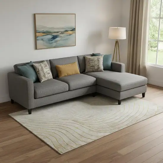 Beige And Brown Abstract Washable Area Rug With UV Protection Photo 2