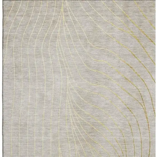 Beige And Brown Abstract Washable Area Rug With UV Protection Photo 3