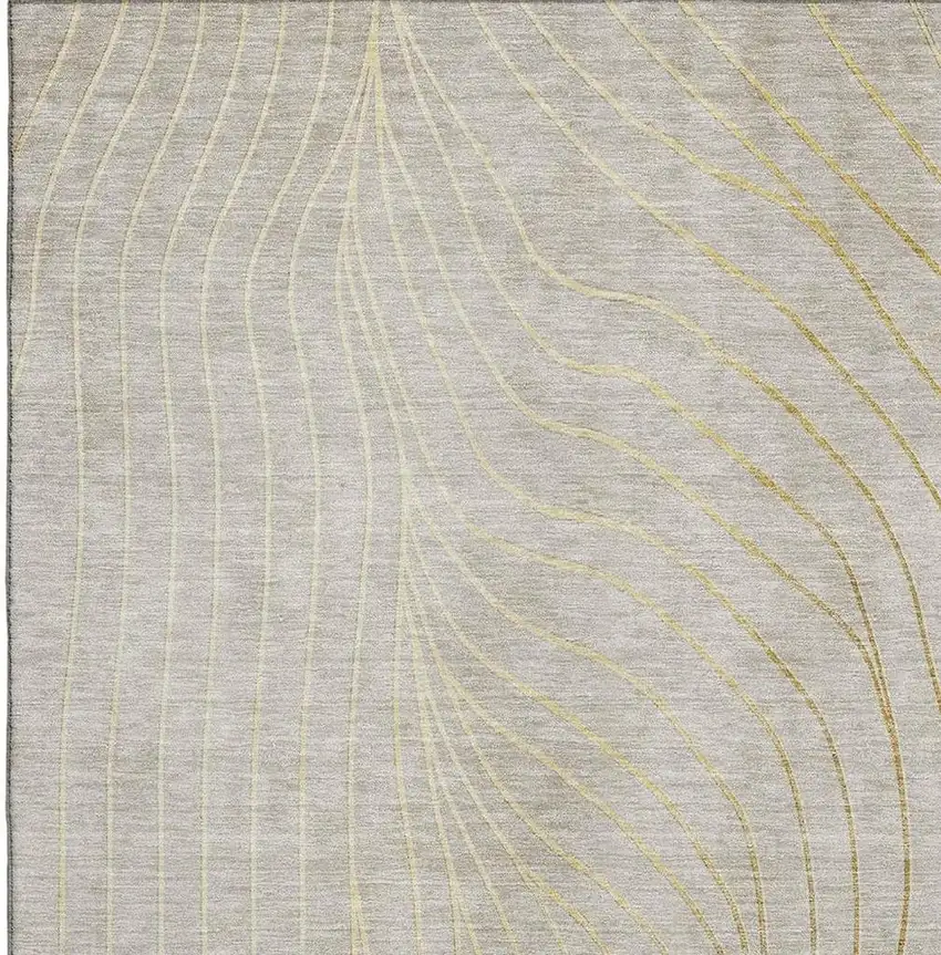 Beige And Brown Abstract Washable Area Rug With UV Protection Photo 3
