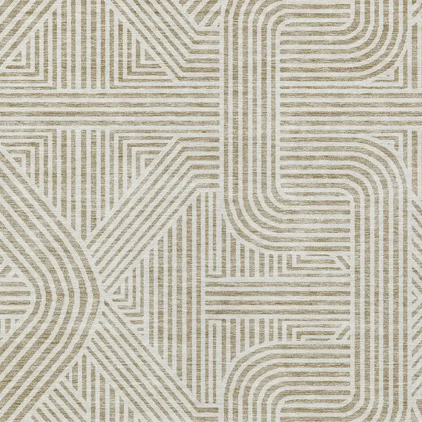 Beige And Brown Abstract Washable Indoor Outdoor Area Rug Photo 7