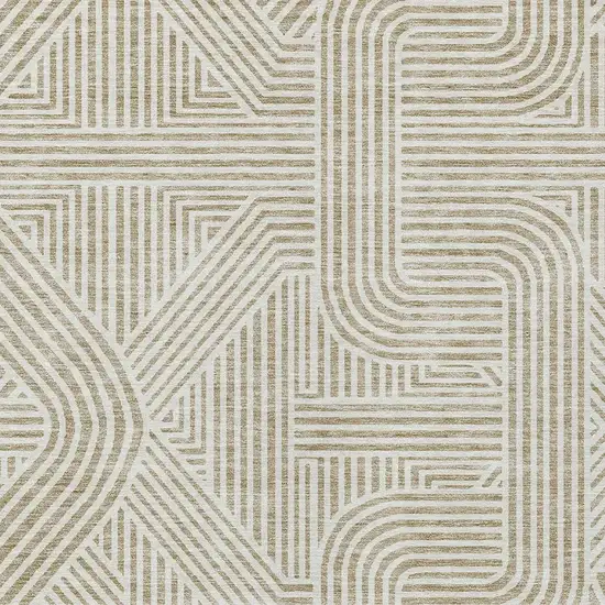 Beige And Brown Abstract Washable Indoor Outdoor Area Rug Photo 7