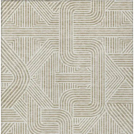 Beige And Brown Abstract Washable Indoor Outdoor Area Rug Photo 8