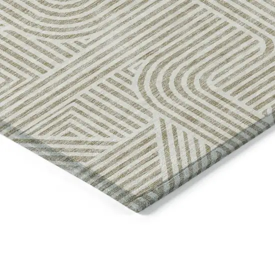 Beige And Brown Abstract Washable Indoor Outdoor Area Rug Photo 5